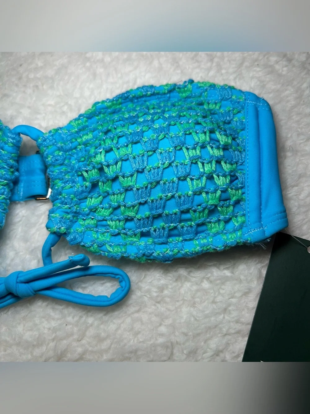 Wild Fable Women’s Blue & Green Crochet Bandeau Bikini Top XXS NEW